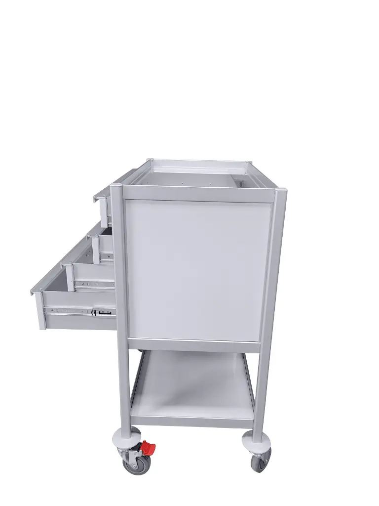 Tasman Medical Trolley MP-7848-1S-4Sss-1M-PT side open.webp