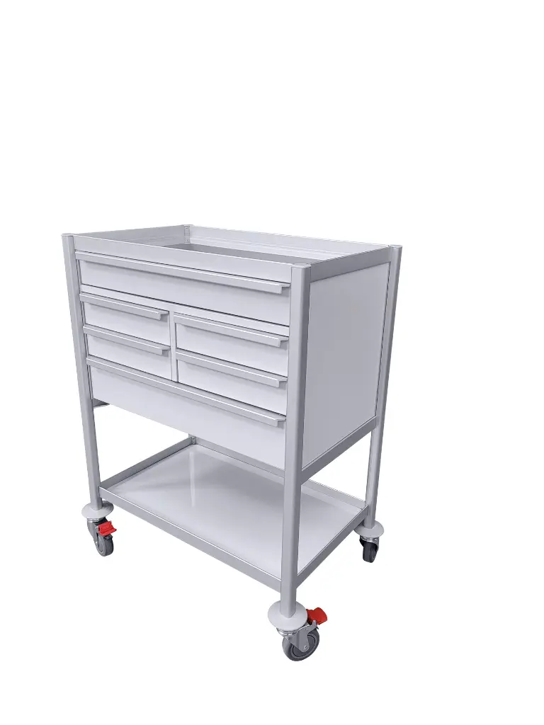 Tasman Medical Trolley MP-7848-1S-4Sss-1M-PT side.webp