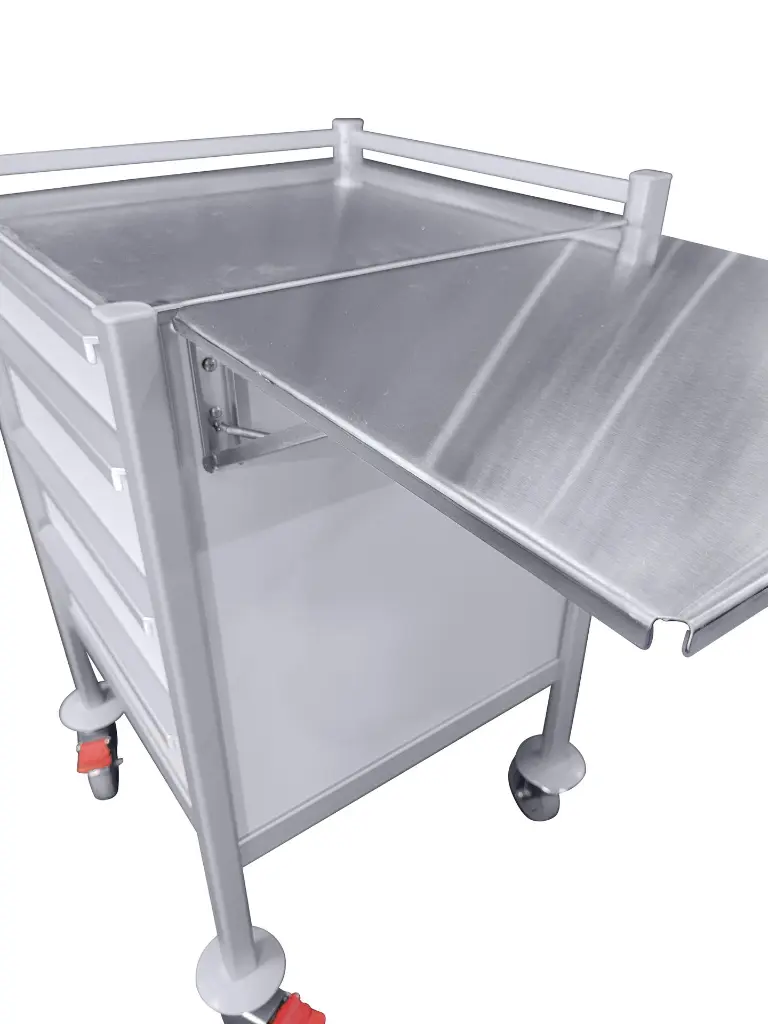Tasman Medical Trolley MP-5353-1S-3M-SST close up angle flap.webp