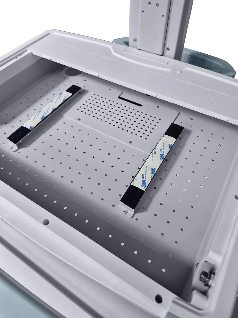 S2 Height Adjustable Laptop Cart clam shell open.webp