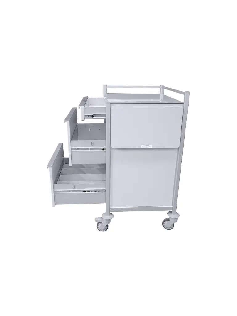 Medication Trolley MT-7058-1S-2L330-LF side drawers open.webp