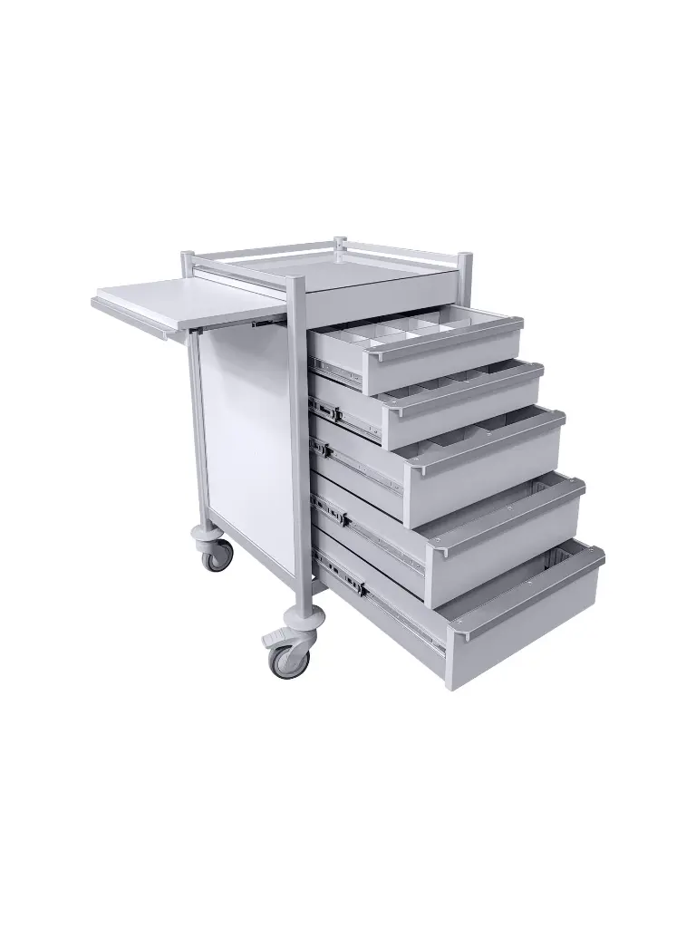 Tasman Anaesthetic Trolley AT-5353-2S-3M-PL all drawers open side copy.webp