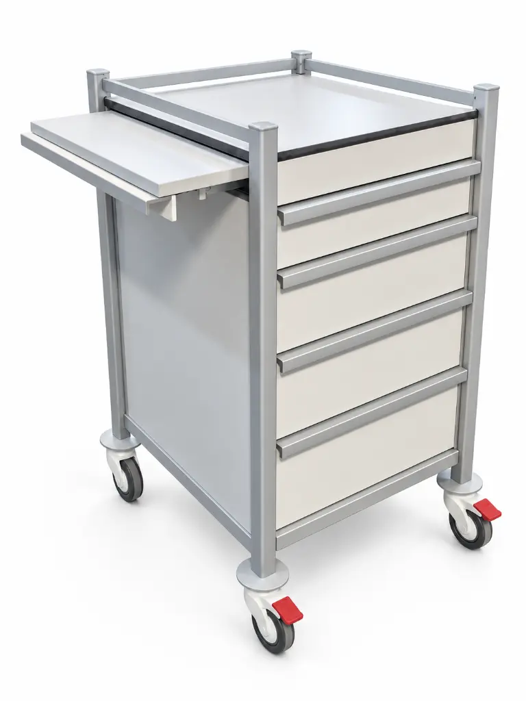Tasman Medical Anaesthetic Trolley AT-5353-2S-3M-PL – clean pull-out work surface