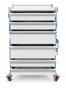 AC-6853 airway cart, front view with all six drawers open