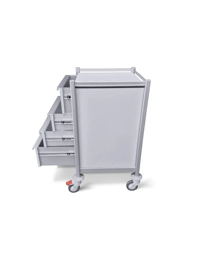Tasman Medical Trolley MP-5353-1S-2M-1L- side open.webp