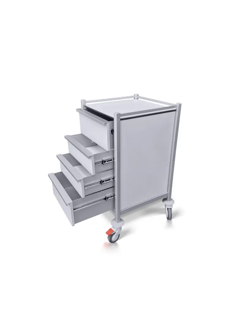 Tasman Medical Trolley MP-5353-1S-2M-1L- angle open.webp