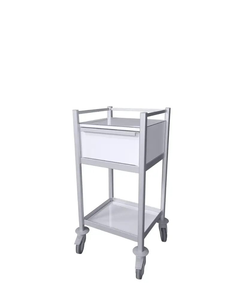 Multi-purpose Medical Trolley, 480W, 430D, 975Hmm, 1 drawer, one shelf 