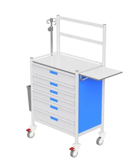 Anaesthetic Trolley, 780W, 480D, 960H mm, 6 Drawers (1M, 3S, 2M), Upstand