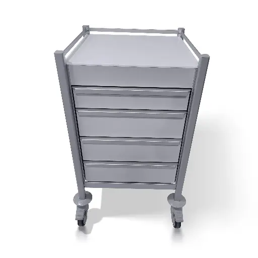 Anaesthetic Trolley 530W, 530D, 935H, 4 Drawer (1S,3M), left pull-out slide