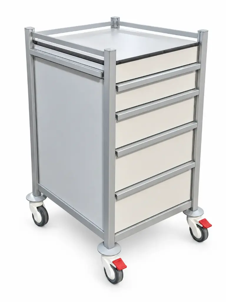 Anaesthetic Trolley, 530W, 530D, 955H mm, 5 Drawer (2S, 3M), left pull-out slide 
