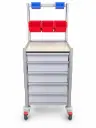 Anaesthetic Trolley, 530W, 530D, 911H, 5 Drawer (1S,4M), Up stand