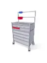 Anaesthetic Trolley, 960W x 530D x 1630H mm, 7 Drawer, up stand