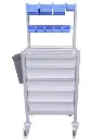 Anaesthetic Trolley, 630W, 530D, 1035Hmm, 5 Drawer, 500mm UP stand bins