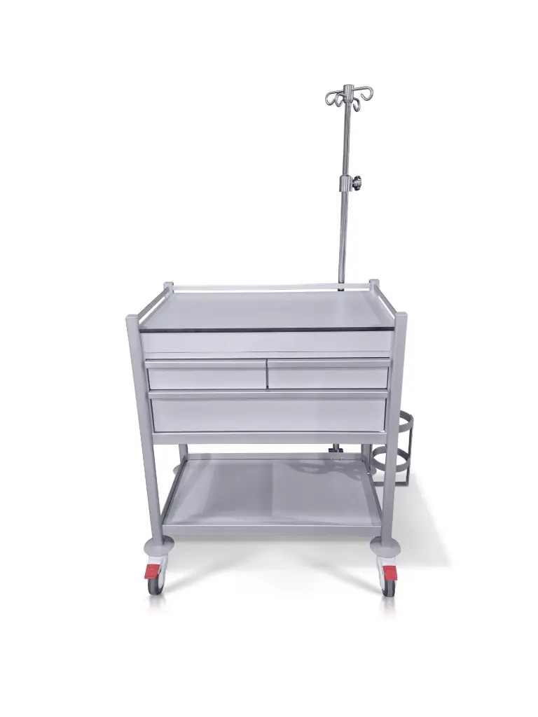 Emergency Trolley, 780W, 480D, 935Hmm, Pull Slide, 3 Drawers (2Sss, 1M),1 Shelf 