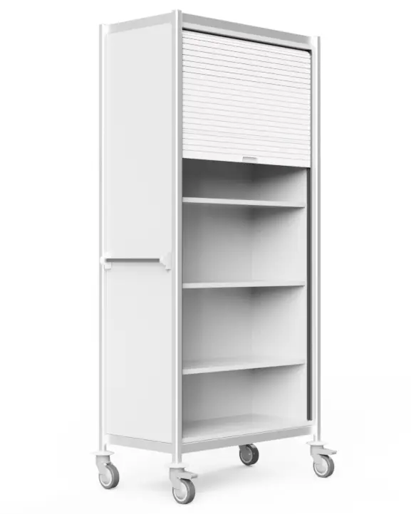 Large Cabinet Trolley, 890W, 480D,1950Hmm, 4 Shelves Roller Door, 