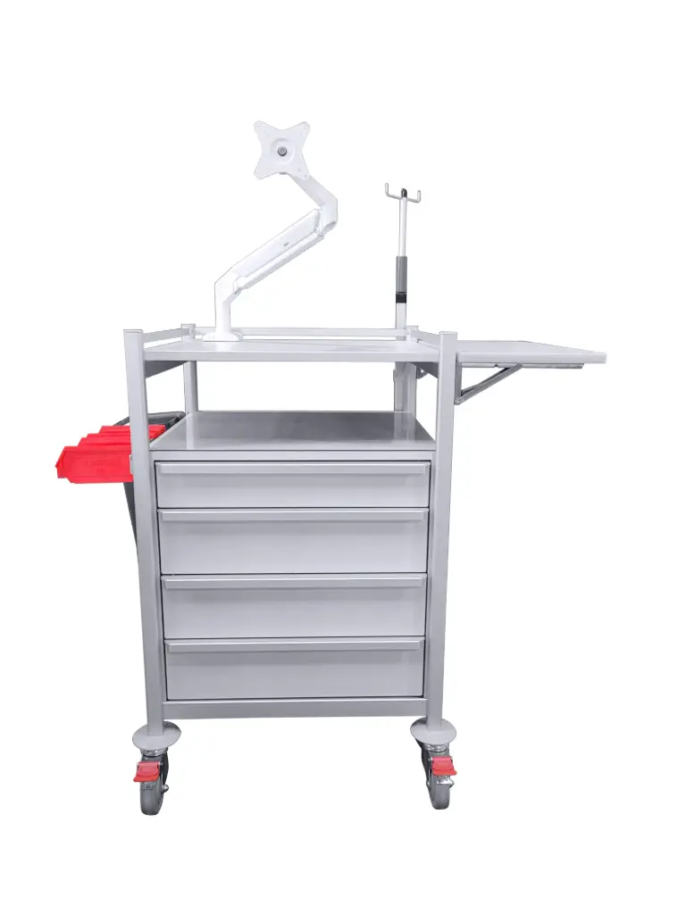 Multi-purpose Medical Trolley, 630W, 580D, 1000Hmm - 4 drawers (1S, 3M), reversed shelf