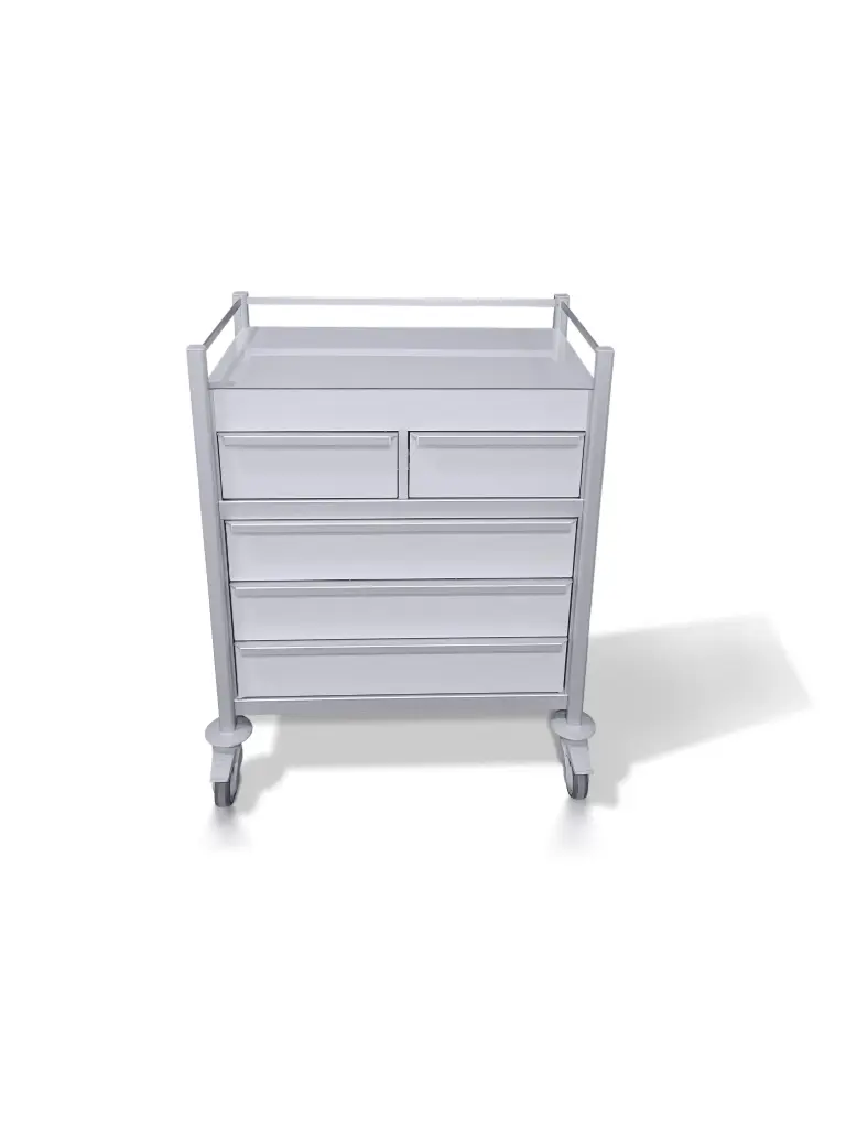 Multi-purpose Medical Trolley, 780W, 480D, 1000Hmm, 5 drawers (2Mss, 3M), pull-right slide