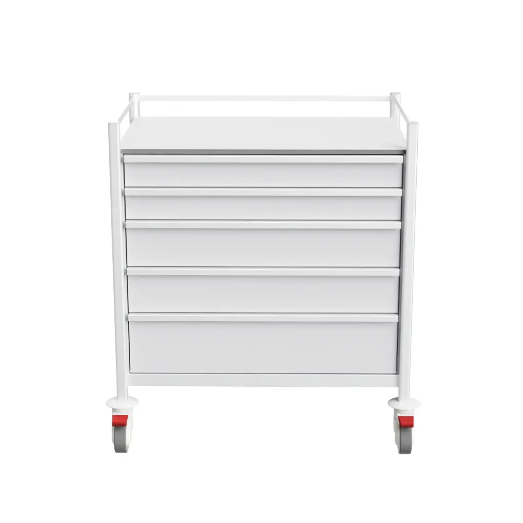 Multi-purpose Medical Trolley, 880W, 580D, 1000H mm, 5 Drawers (2S, 2M,1L)