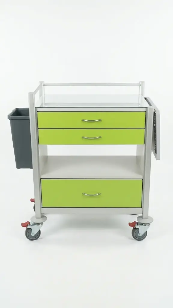 Podiatry Trolley, 680W, 430D, 820H mm, 3 Drawers (2S, 1L)