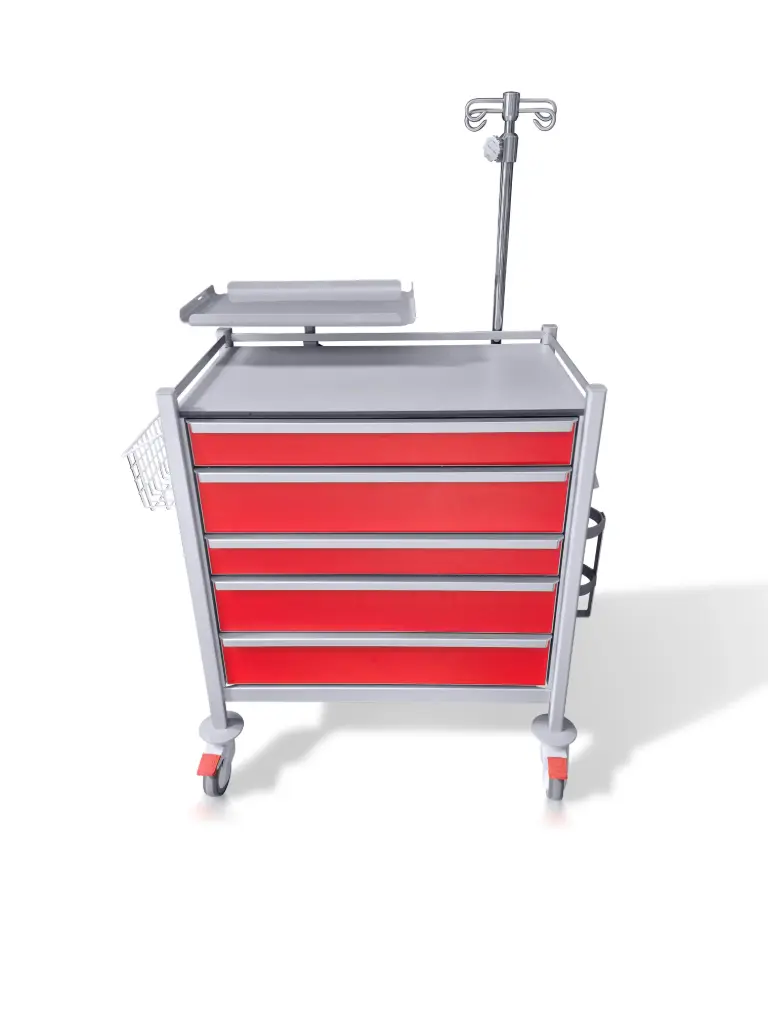 Emergency Trolley 780W, 480D, 935Hmm, 5 drawer (1S,1M,1S,1M)