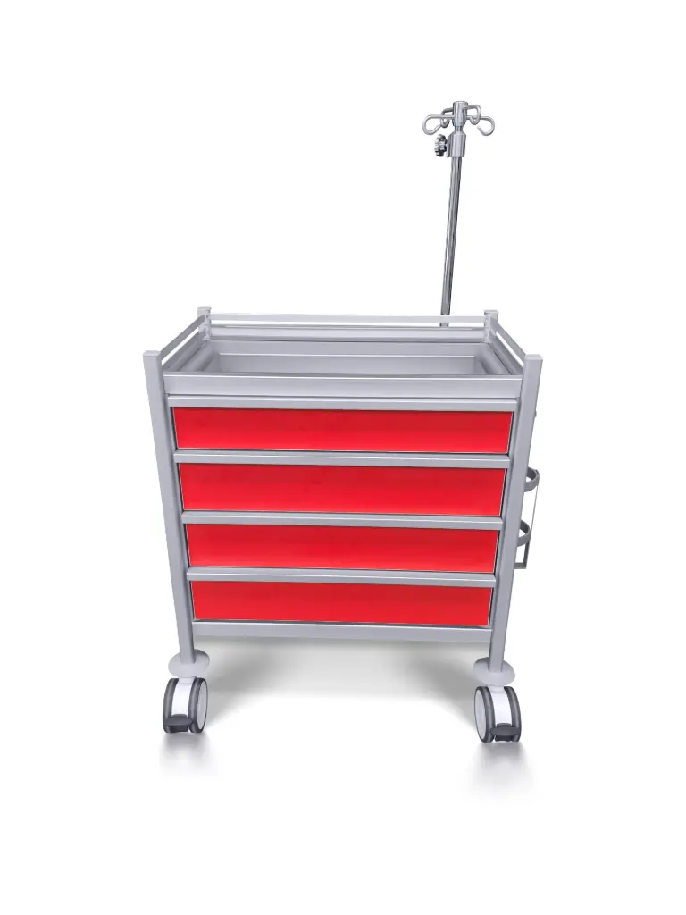 Emergency Trolley, 780W, 480D, 935H mm, ClearView top, 4 drawers (1S,3M)