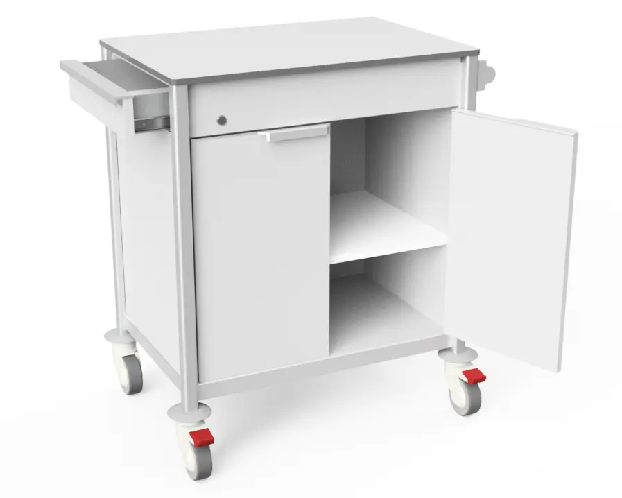 Medication Trolley,1 Drawer, folder cupboard
