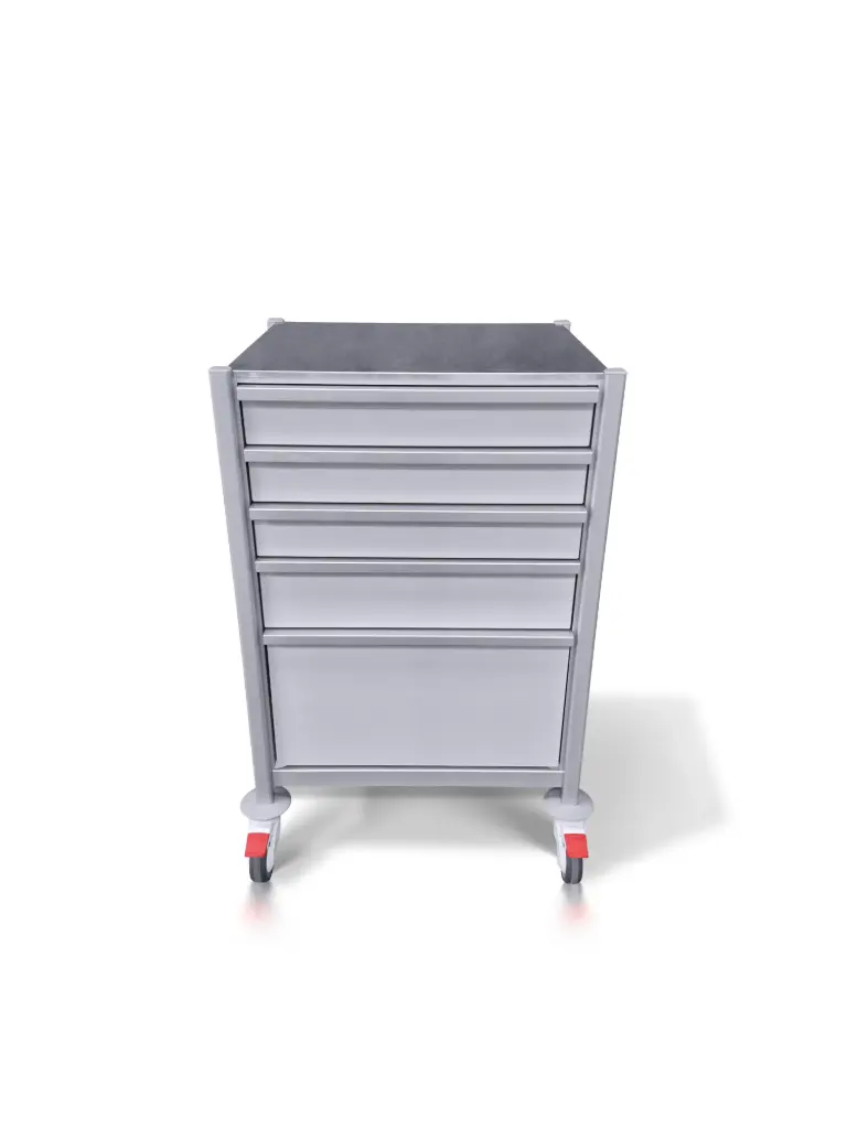 Anaesthetic Trolley, 630W, 530D, 900H mm, 5 drawers (3S,1M,1L250)