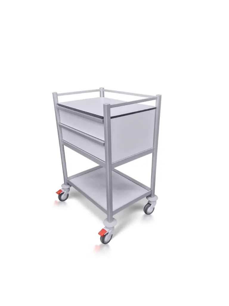 Multi-purpose Medical Trolley, 680W, 480D, 975Hmm, 2 Drawers, 1 Shelf