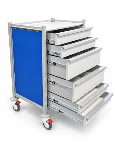 [AC-6853-2S-2L-2S] AC-6853 Six-Drawer Airway Cart