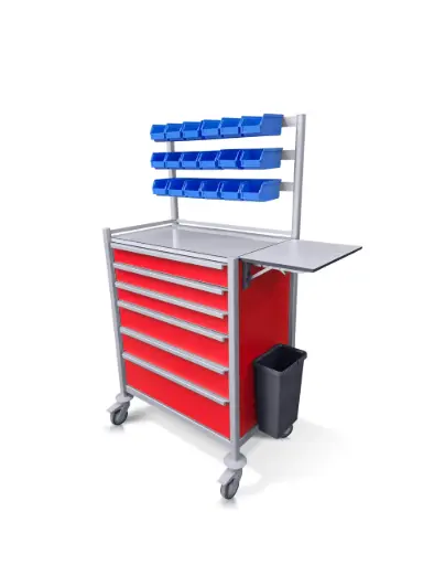 [AT-7848-3S-2M-1L-UP] Anaesthetic Trolley, 780W, 480D, 1500H mm, 6 drawers (3S, 2M,1L), UP Stand