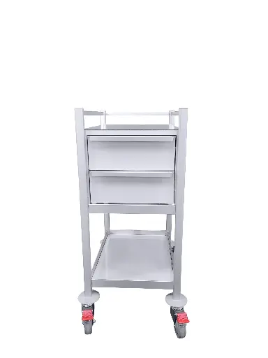[DE-4358-2M] Dental Trolley, 430W, 580D, 975H mm, 2 drawers, clean white
