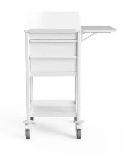 End of Bed Chart Trolley, 480W, 480D, 900Hmm, 2 drawers, tilt top, optional flaps