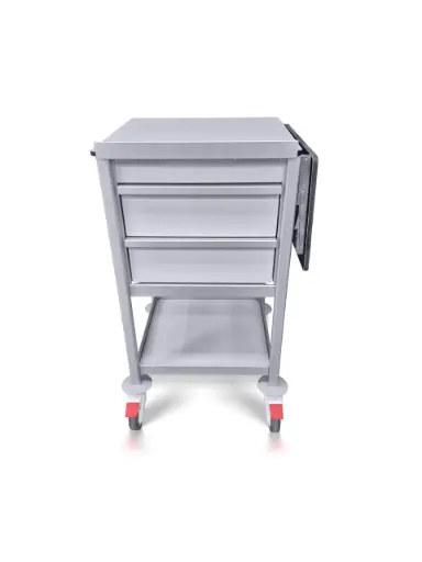 End of Bed Chart Trolley, 530W, 530D, 950Hmm, 2 Drawers, 1 Shelf, Tilt Top