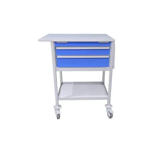 End of Bed Chart Trolley, 680W, 530D, 960H mm, 2 Drawers (1S,1M), Tilt Top
