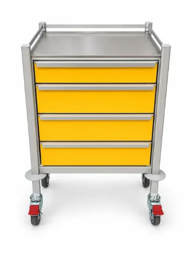[PH-5843-1S-3M-SST] Phlebotomy Trolley, 580W x 430D x 935H mm, 4 Drawers (1S, 3M)