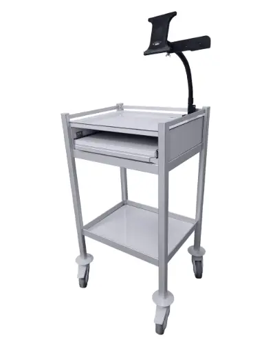Medical equipment trolley, 530W, 430D, 935H mm, 1 keyboard, optional drawers