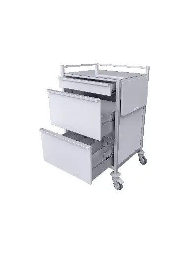 Medication Trolley, 700W, 580D, 1140H mm, 3 Drawers (1S or 1M, 2L)