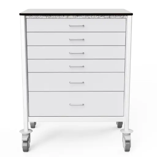 Anaesthetic Trolley, 780W, 530D, 1000Hmm, 6 Drawers