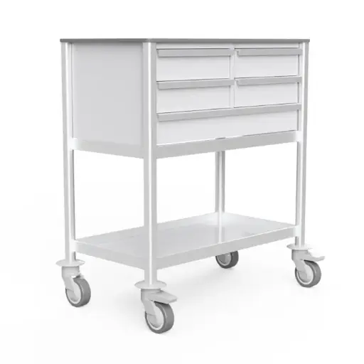 Multi-purpose Medical Trolley, 780W, 480D, 900Hmm,  5 drawers (4Sss,1S)