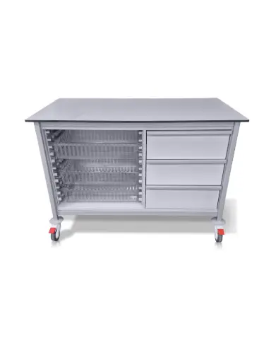 Storage Trolley, 1230W, 530D, 900H mm, 3 Drawers, 3 ABS Baskets